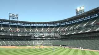 Chicago White Sox player practicing on the baseball field