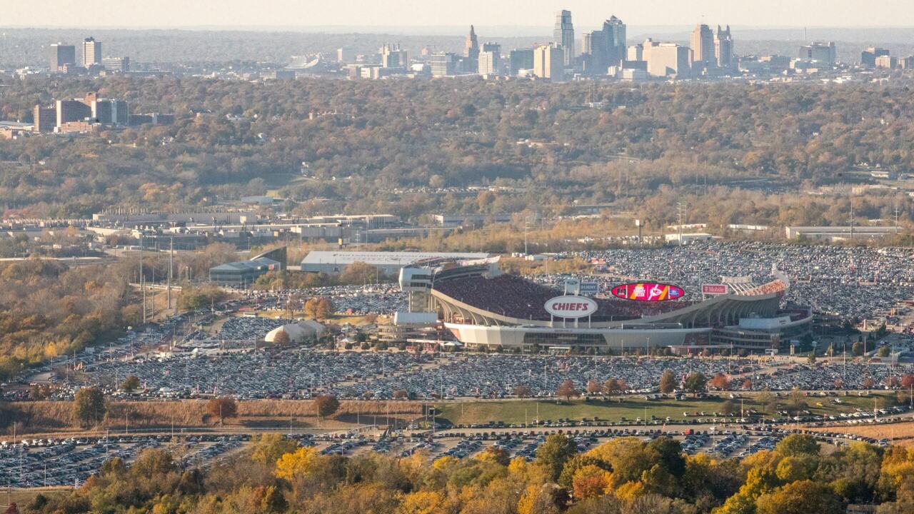 GEHA Field at Arrowhead Stadium with city skyline